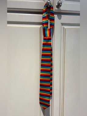 Rainbow Striped Tie polyester hand made